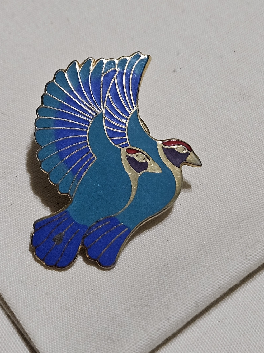 Vintage Laurel Burch Signed Hummingbirds Gold Plated Enamel Cloissone